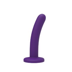 Mina Silk 5 inch small curved silicone dildo with contoured tip and suction base