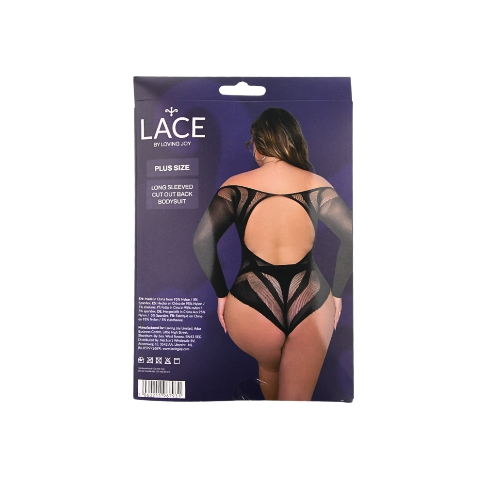 Lace by LJ Plus Size Long Sleeved Cut Out Back Bodysuit - Image 9