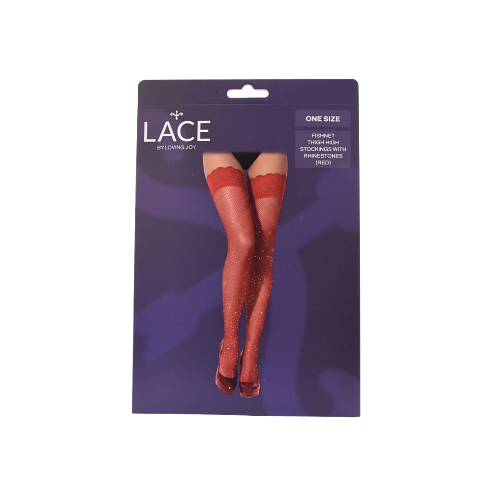 Lace by LJ Fishnet Thigh High Stockings with Rhinestones - Image 16
